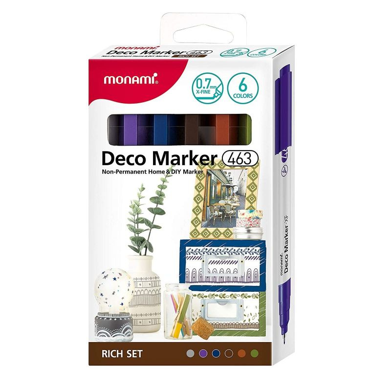 Deco Marker akrylové fixy sada 0,7mm (6ks) - tmavé odstíny