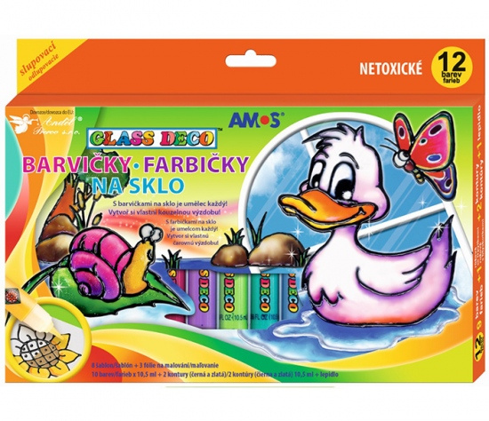 Barvy na sklo sada 12 barev10,5 ml