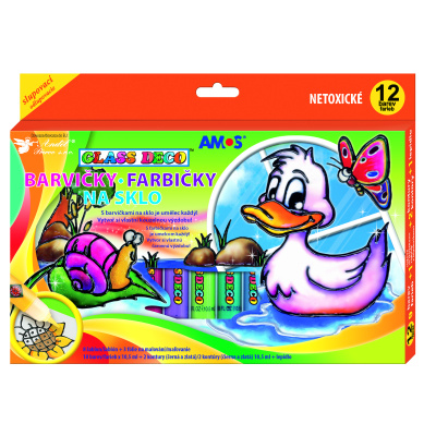 Barvy na sklo sada 12 barev10,5 ml