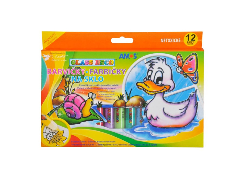 Barvy na sklo sada 12 barev10,5 ml