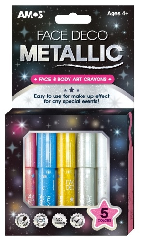 Metalické barvy na obličej – sada 5 barev po 3,8 g Anděl Přerov s.r.o.