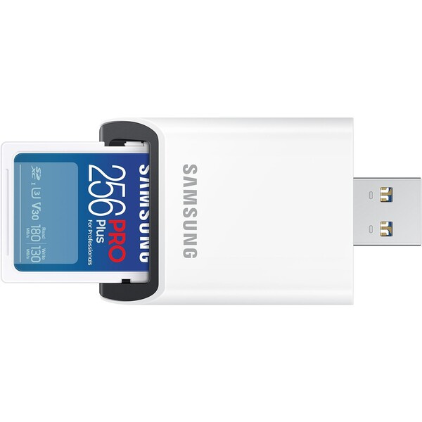 Samsung SDXC 256GB PRO PLUS + USB adaptér MB-SD256SB/WW Modrá