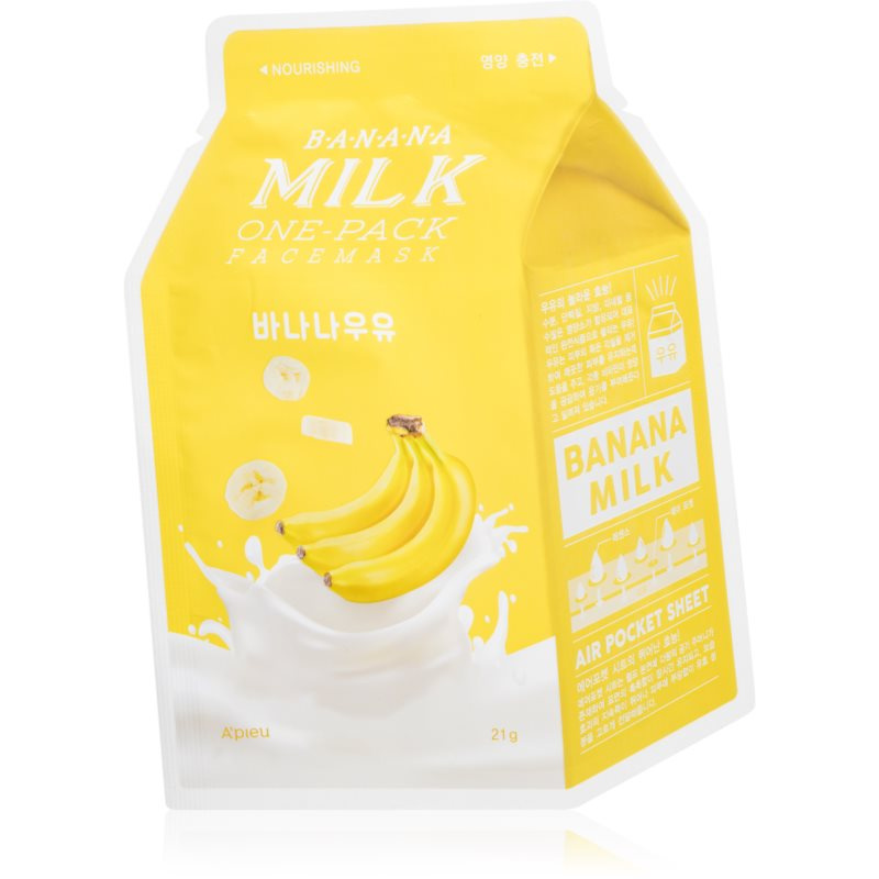 A’pieu One-Pack Milk Mask Banana vyživující plátýnková maska 21 ml