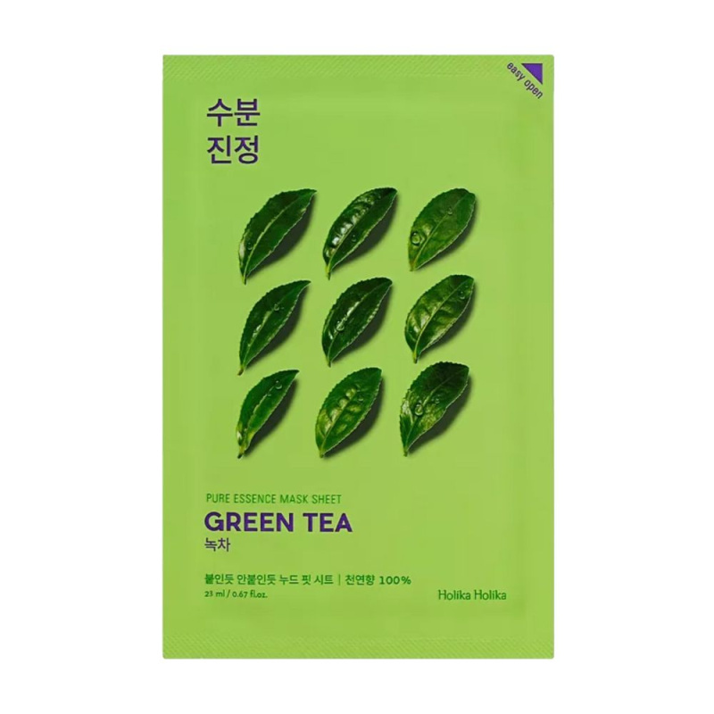 Holika Holika Pure Essence Green Tea pečující plátýnková maska pro citlivou a zarudlou pleť 23 ml