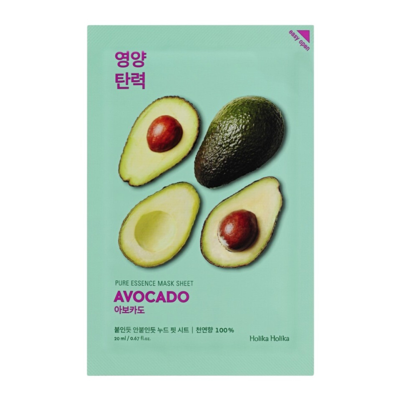 Holika Holika Pure Essence Avocado zklidňující plátýnková maska 20 ml