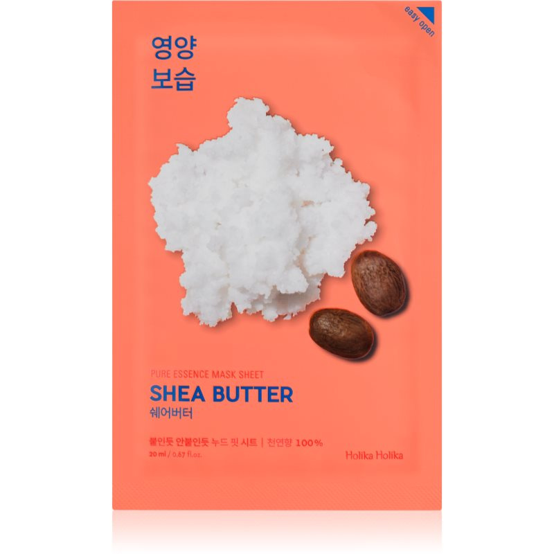 Holika Holika Pure Essence Shea Butter plátýnková maska s vysoce hydratačním a vyživujícím účinkem 23 ml