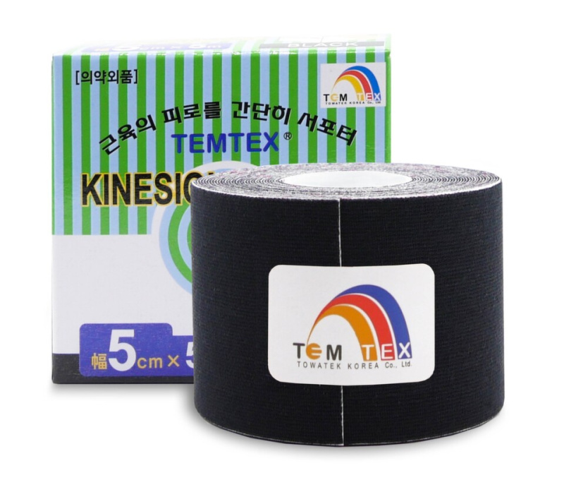 TEMTEX kinesio tejpovací páska černá 5cmx5m