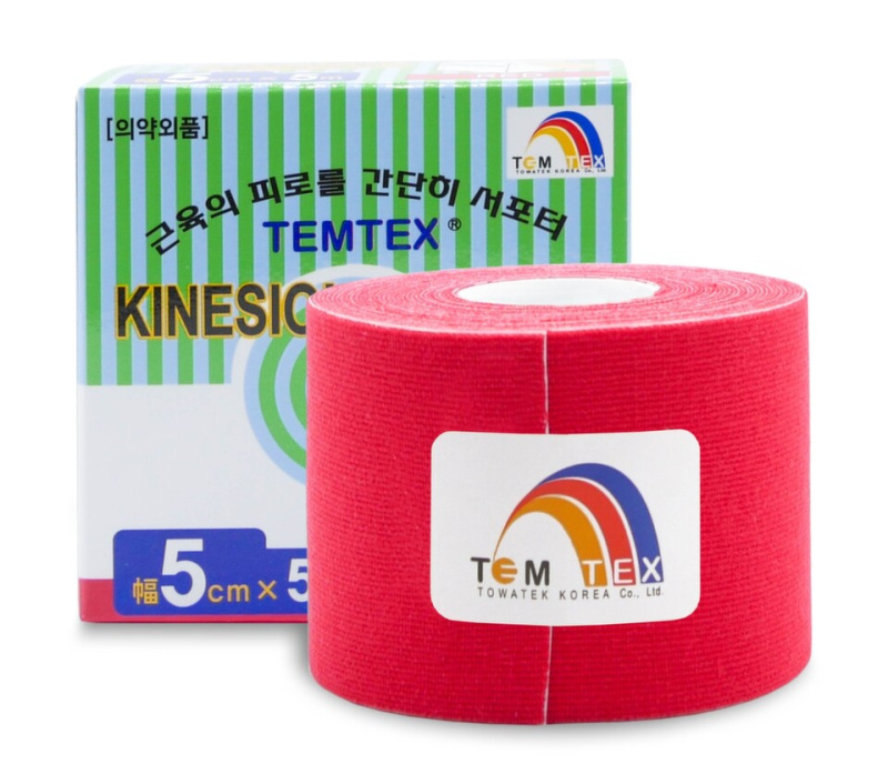 TEMTEX kinesio tejpovací páska červená 5cmx5m