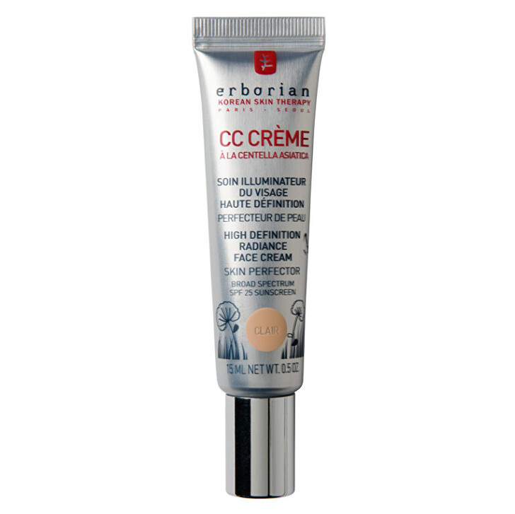 Erborian CC Crème Centella Asiatica rozjasňující krém pro jednotný tón pleti SPF 25 malé balení odstín Doré 15 ml