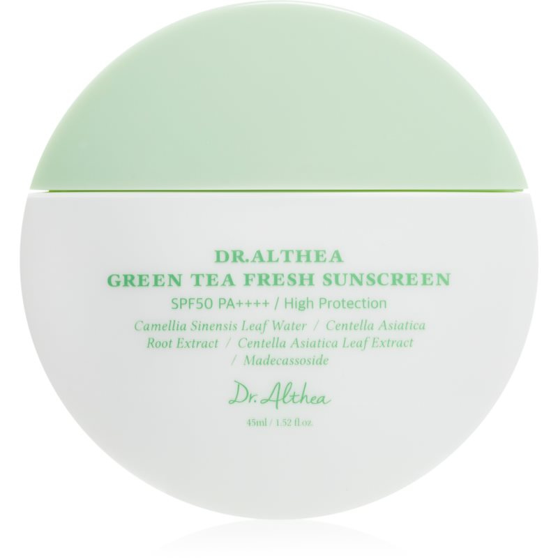 Dr. Althea Green Tea Fresh Sunscreen opalovací krém na obličej se zklidňujícím účinkem SPF 50+ 45 ml