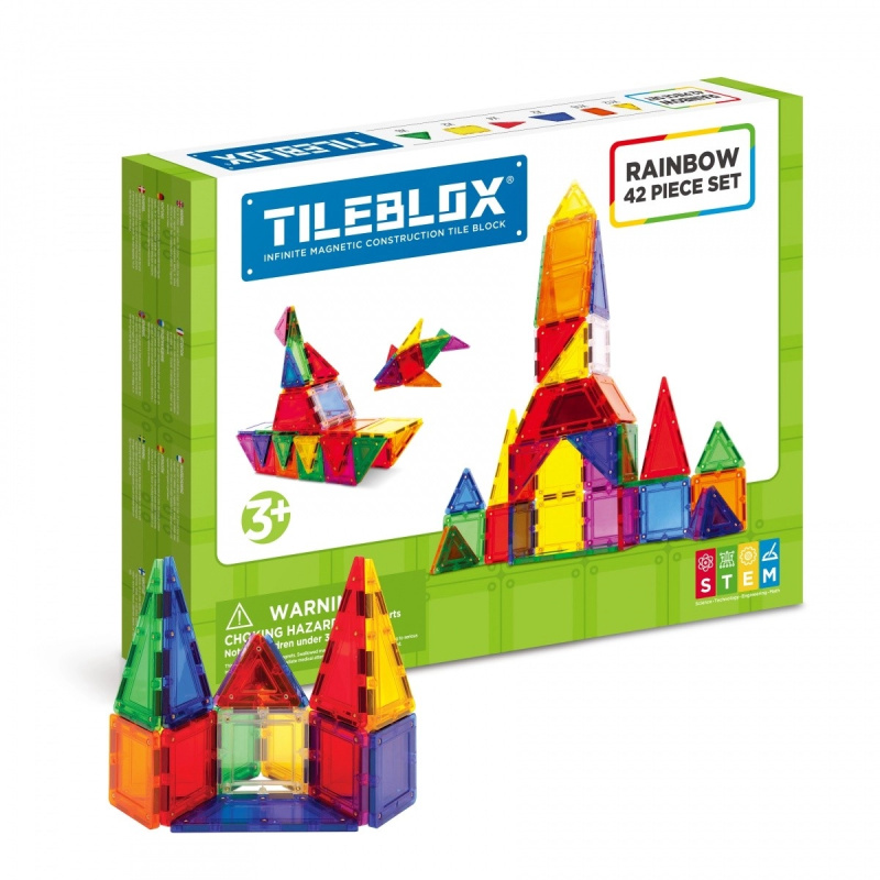 Magnetické kostky Tileblox Rainbow set 42 kusů
