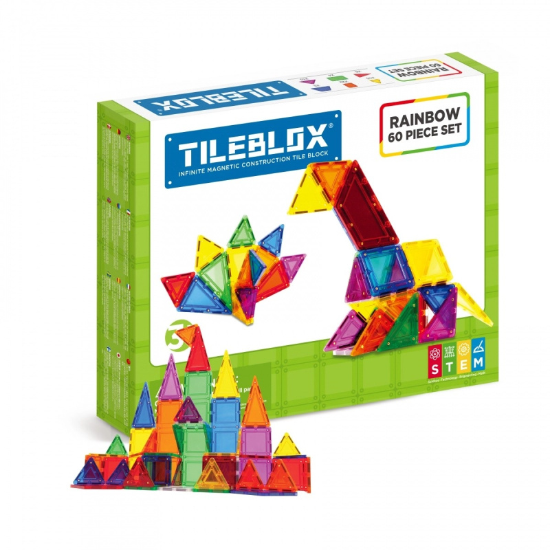Tileblox duhová magnetická stavebnice 60 dílů