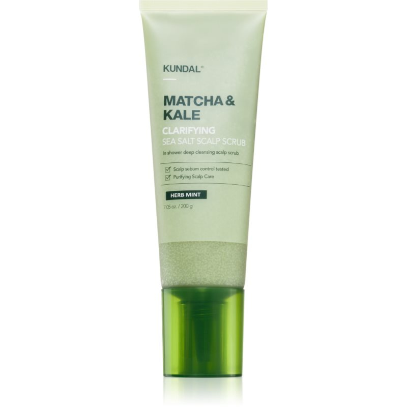 KUNDAL Matcha & Kale Herb Mint čisticí peeling na vlasy a vlasovou pokožku 200 g