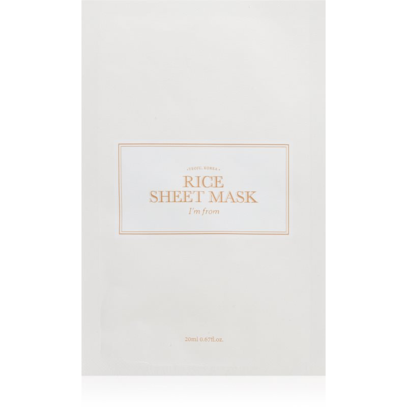 I'm from Rice Sheet Mask hydratační plátýnková maska pro sjednocení barevného tónu pleti 1 ks