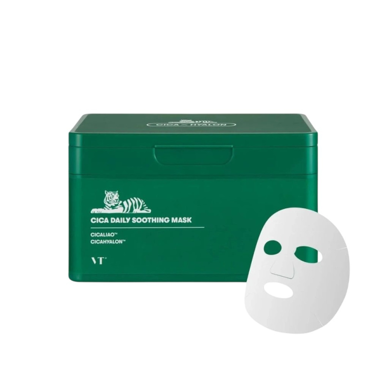 VT Cosmetic Cica Daily Soothing Mask intenzivně hydratační pleťová maska se zklidňujícím účinkem velké balení 30 ks