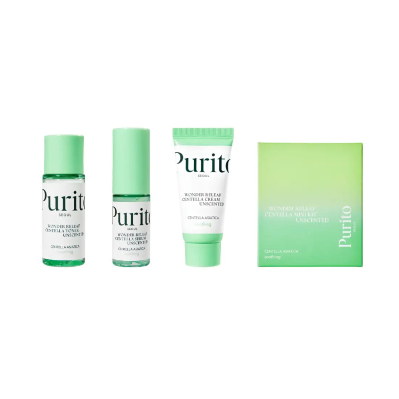 Purito Wonder Releaf Centella Mini Kit Unscented cestovní sada pro citlivou a podrážděnou pleť