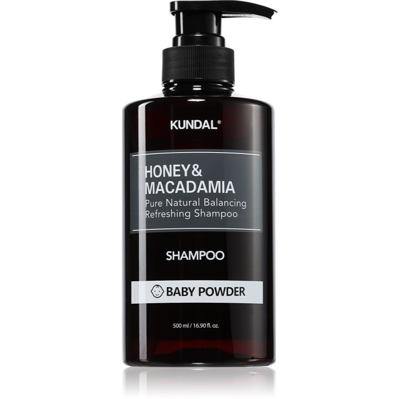 KUNDAL Honey & Macadamia Baby Powder přírodní šampon pro suché a poškozené vlasy 500 ml