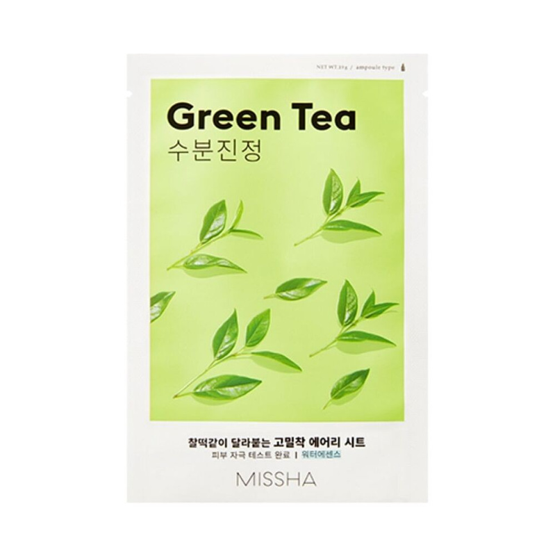 Missha Airy Fit Green Tea zklidňující plátýnková maska se zeleným čajem 19 g