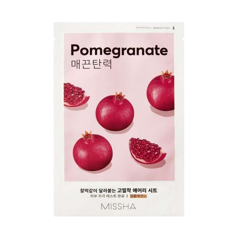 Missha Airy Fit Pomegranate plátýnková maska se zjemňujícím a osvěžujícím účinkem 19 g