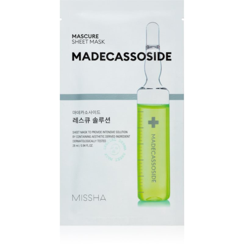Missha Mascure Madecassoside pečující plátýnková maska pro citlivou a podrážděnou pleť 28 ml