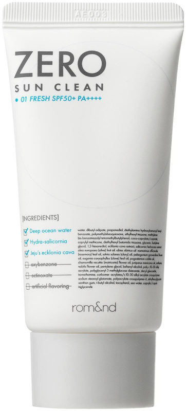 rom&nd Zero Sun Clean minerální ochranný fluid na obličej SPF 50+ odstín 01 Fresh 50 ml