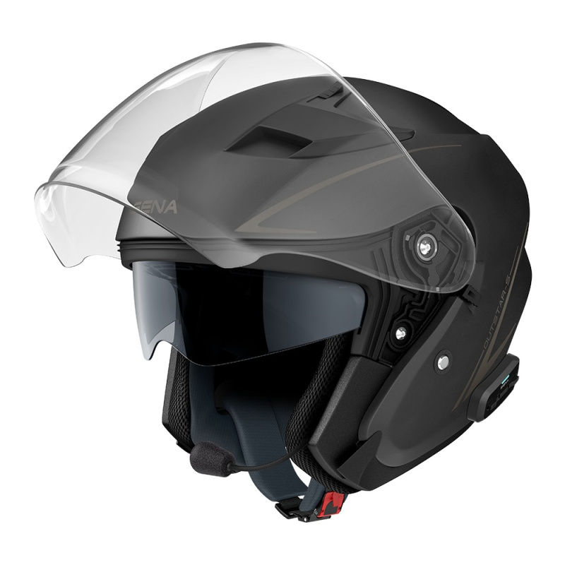 Moto přilba s headsetem SENA Outstar S matná černá S (57-58)