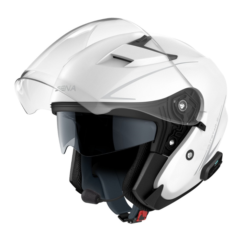 Moto přilba s headsetem SENA Outstar S lesklá bílá L (61-62)