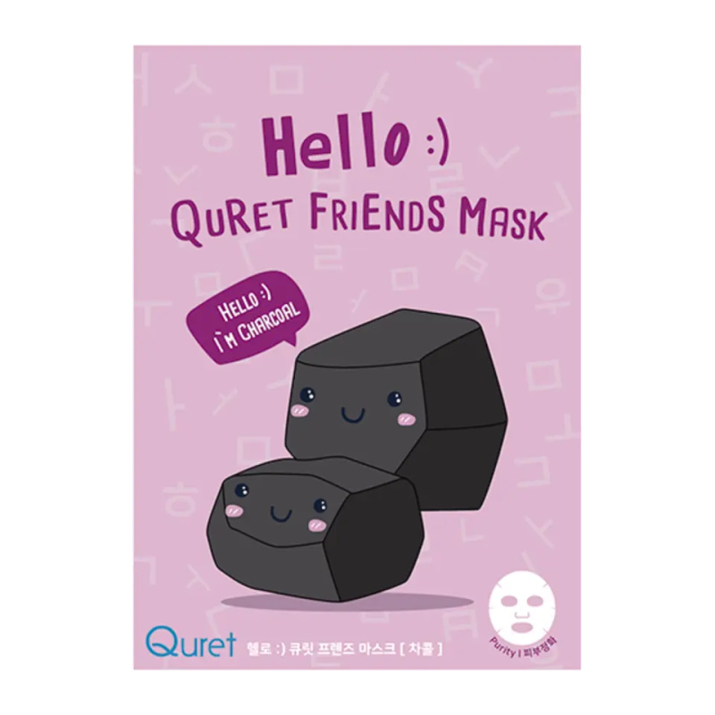 Quret Čisticí pleťová maska Hello Friends Černé uhlí 25 g