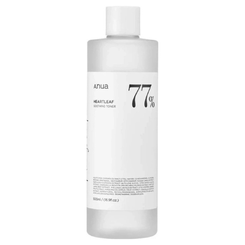 Anua Heartleaf 77% Soothing Toner čisticí a zklidňující tonikum pro obnovu kožní bariéry 500 ml