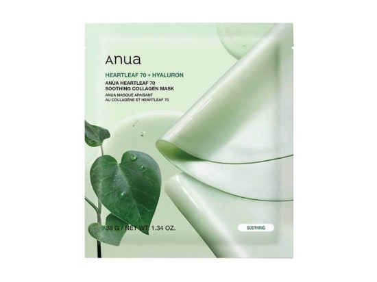 Anua Heartleaf 70% + Hyaluron Soothing Collagen Mask hydratační pleťová maska se zklidňujícím účinkem 1 ks