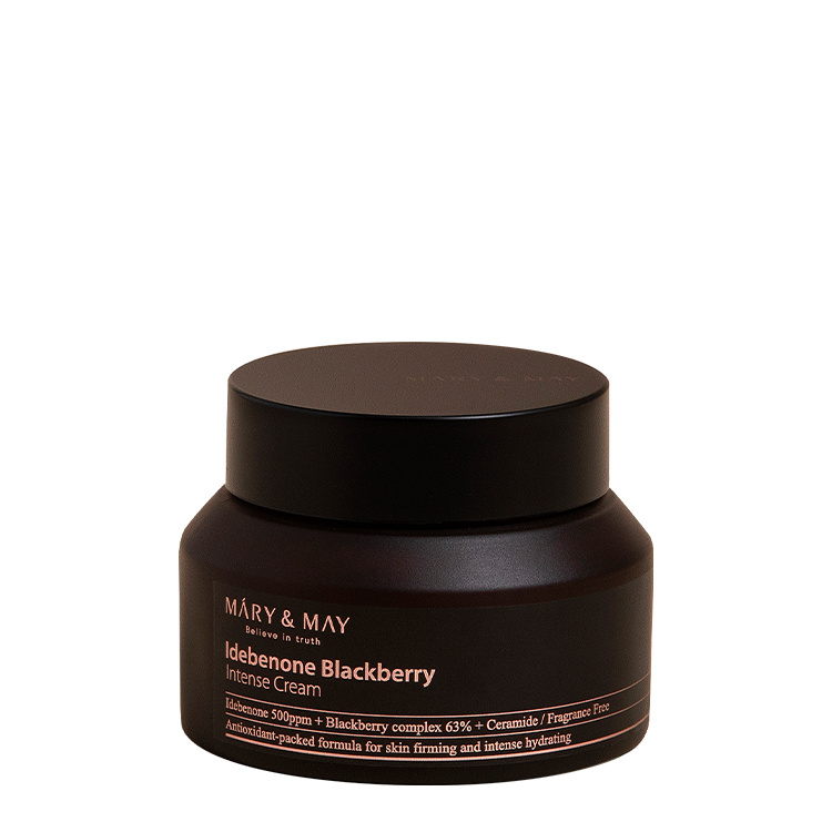 MARY & MAY Idebenone + Blackberry Complex Intensive Total Care Cream rozjasňující hydratační krém s protivráskovým účinkem 70 g