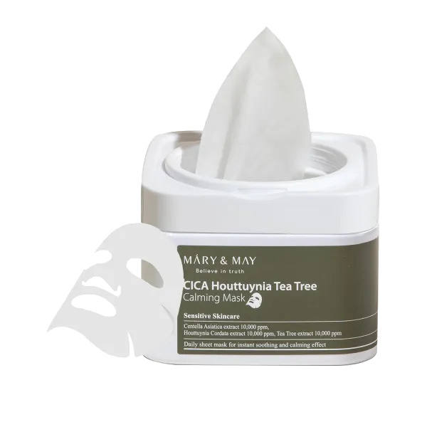 MARY & MAY Zklidňující pleťová maska Cica Houttuynia Tea Tree (Calming Mask) 30 ks