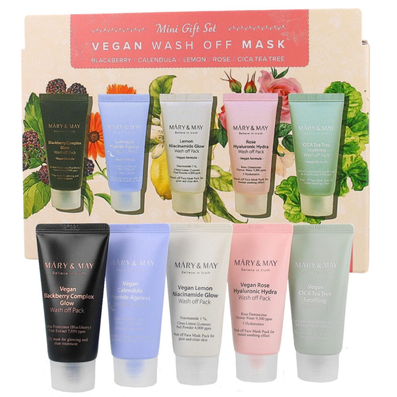 MARY & MAY Dárková sada masek Vegan Wash Off Mask Mini Gift Set