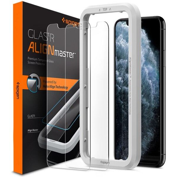 Spigen 2D tvrzené sklo Align Glas.tR Apple iPhone 11 Pro/XS/X (2 ks)