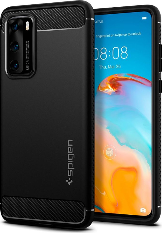 Spigen Ochranný kryt pro Huawei P40 - Spigen, Rugged Armor Black