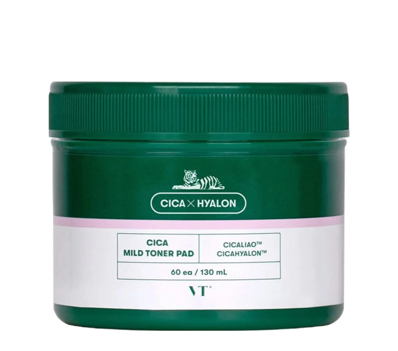 VT Cosmetic Cica Mild Toner Pad peelingové pleťové tamponky se zklidňujícím účinkem 60 ks
