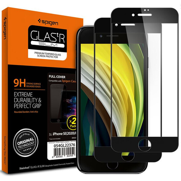 Spigen Glass FC 2 Pack tvrzené sklo iPhone SE (2022/2020)/8/7 černé