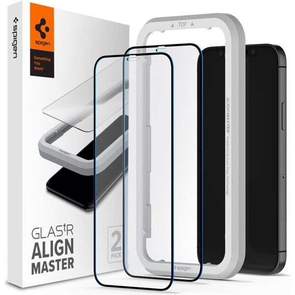 Spigen Glas tR ALM FC tvrzené sklo iPhone 12 / 12 Pro 2 ks černé