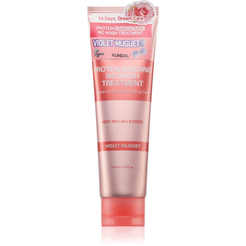 KUNDAL Protein Bonding Care No Wash Treatment bezoplachová péče pro poškozené vlasy s vůní Violet Muguet 130 ml