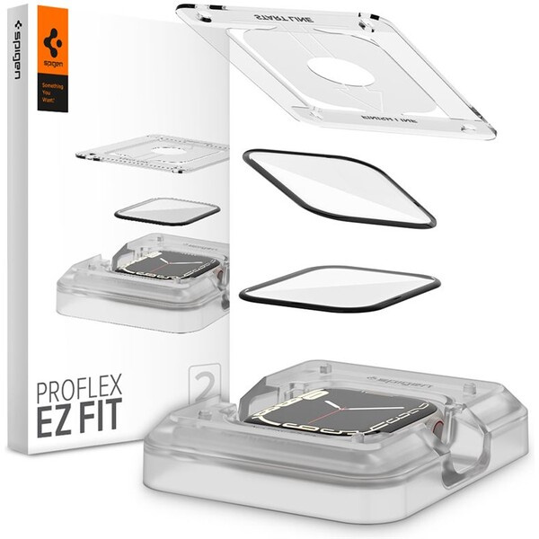 Spigen ProFlex EZ Fit 2 Pack - Apple Watch 7 45mm Černá