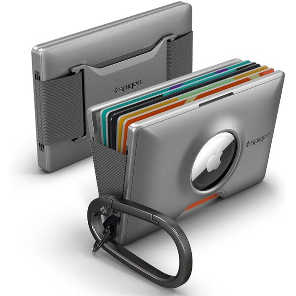 Spigen Wallet S Card Holder peněženka s Card Key Ring pro Apple AirTag šedá