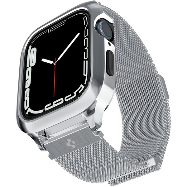 SPIGEN METAL FIT ”PRO” APPLE WATCH 4 / 5 / 6 / 7 / 8 / SE 44 / 45 MM SILVER - Silver ACS04584 Stříbrná