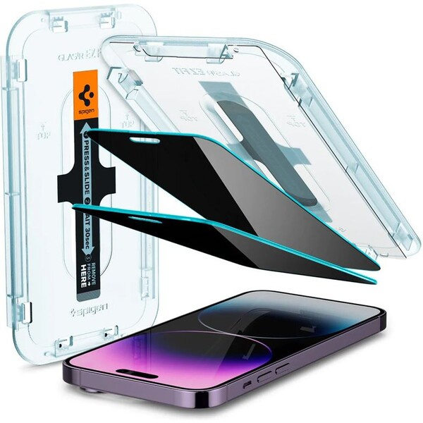 Spigen Glass EZ Fit Privacy 2 Pack ochranné sklo iPhone 14 Pro Max