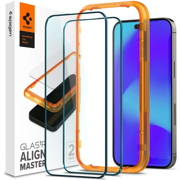 Spigen tR Align Master 2P ochranné sklo iPhone 14 Pro černé