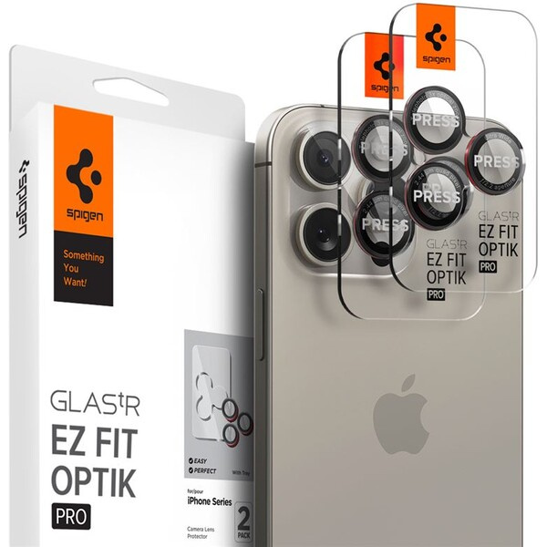 Spigen Glass tR EZ Fit Optik Pro sada skel iPhone 14/15/16 Pro a 14/15/16 Pro Max (2-pack)