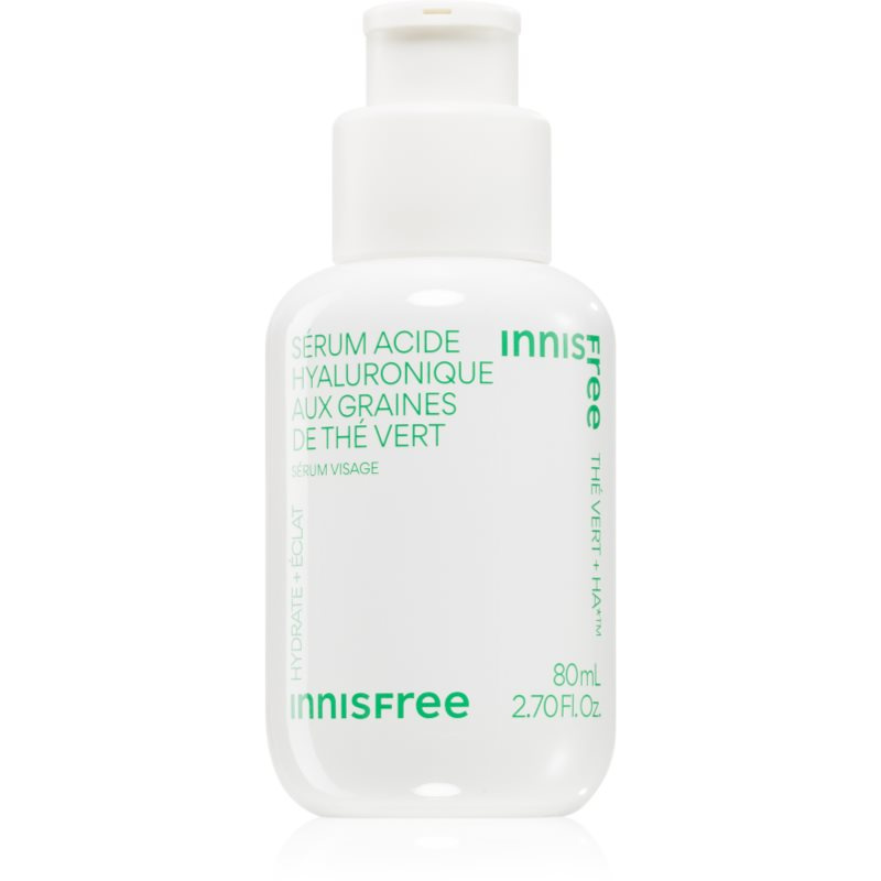 innisfree Green Tea Seed Hyaluronic Serum zklidňující pleťové sérum pro rozjasnění a hydrataci 80 ml