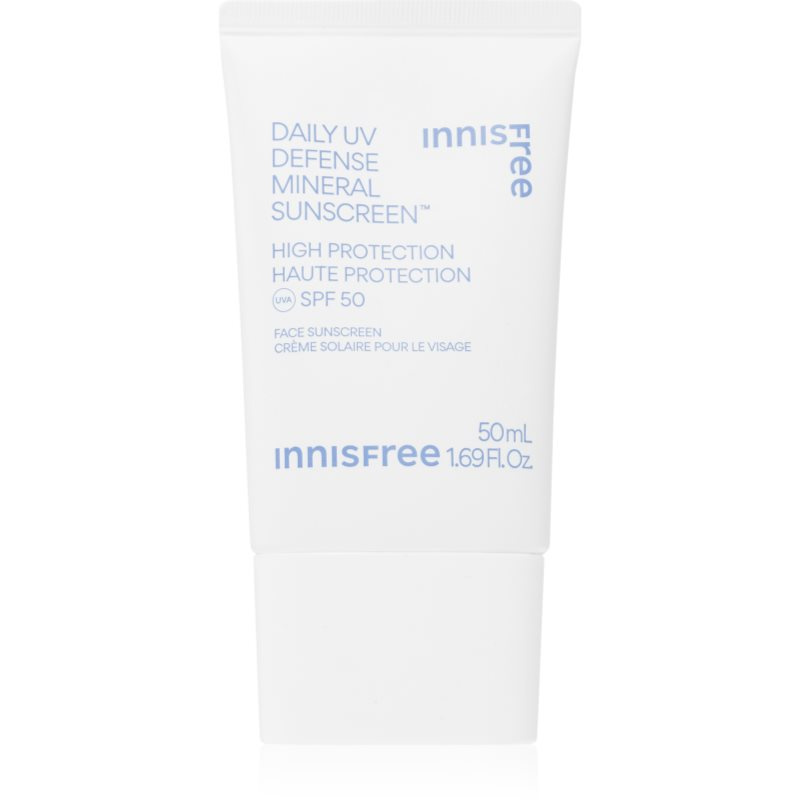 innisfree Daily UV Defense Mineral Sunscreen minerální ochranný fluid na obličej SPF 50 50 ml
