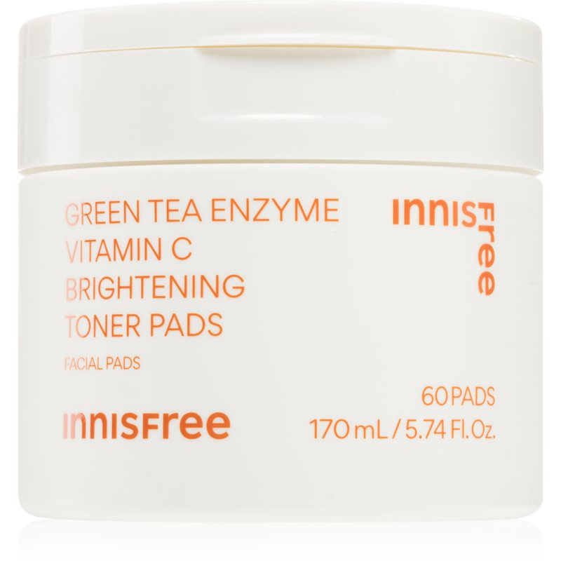 innisfree Green Tea Vitamin C Brightening Toner Pads tonizační polštářky pro rozjasnění a hydrataci 60 ks