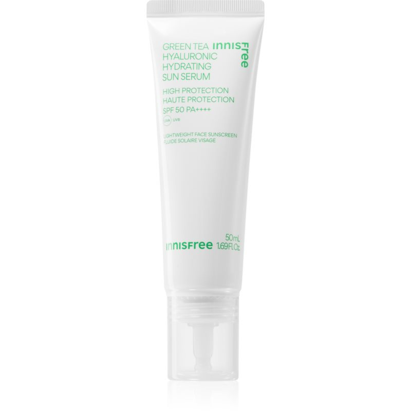 innisfree Green Tea Hyaluronic Sun Serum hydratační ochranný fluid se zklidňujícím účinkem SPF 50+ 50 ml