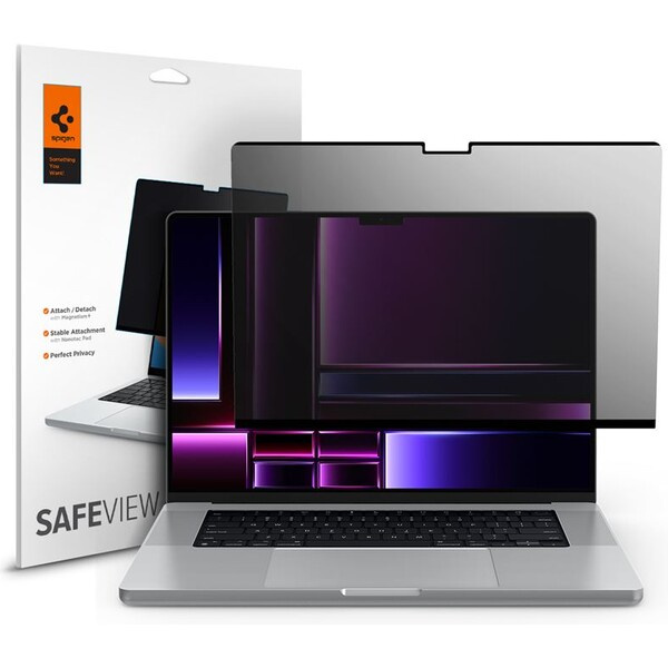 Spigen SafeView Privacy fólie MacBook Pro 16" M4 2024/M3 2023/ M2 2023/M1 2021